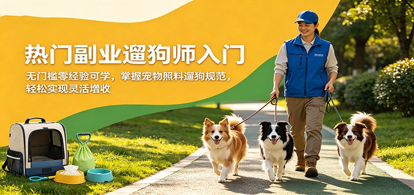 热门副业遛狗师入门，无门槛零经验可学，掌握宠物照料遛狗规范，轻松实现灵活增收-海淘下载站