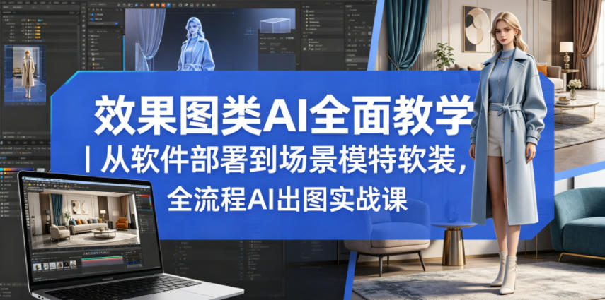 效果图类AI全面教学｜从软件部署到场景模特软装，全流程AI出图实战课-海淘下载站