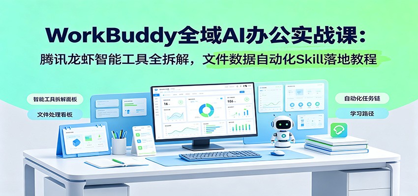 WorkBuddy全域AI办公实战课：腾讯龙虾智能工具全拆解，文件数据自动化Skill落地教程-海淘下载站