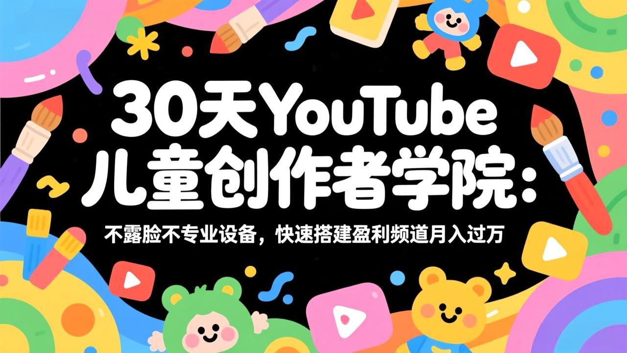 30天YouTube儿童创作者学院：不露脸不专业设备，快速搭建盈利频道月入过万-海淘下载站