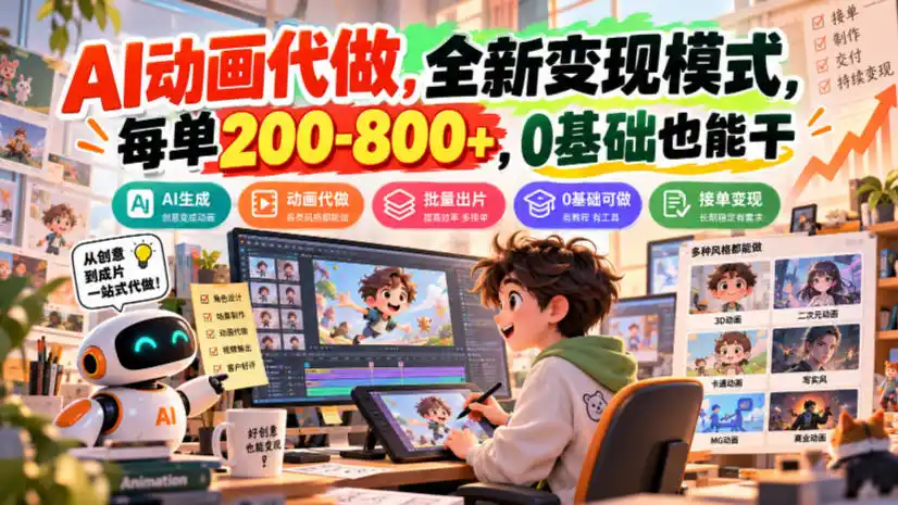 AI动画代做,全新变现模式,每单200-800+,0基础也能干【揭秘】-海淘下载站