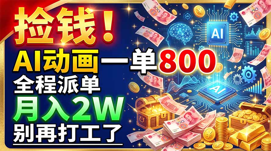 捡钱！AI动画一单800，全程派单，月入2W，别再打工了-海淘下载站