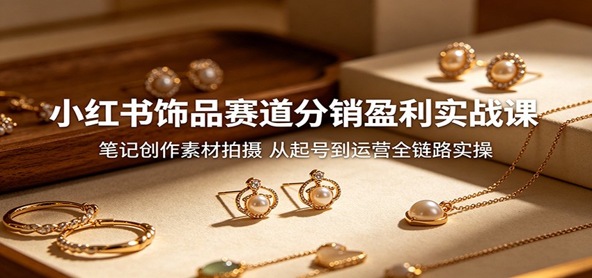 小红书饰品赛道分销盈利实战课：笔记创作素材拍摄，从起号到运营全链路实操-海淘下载站