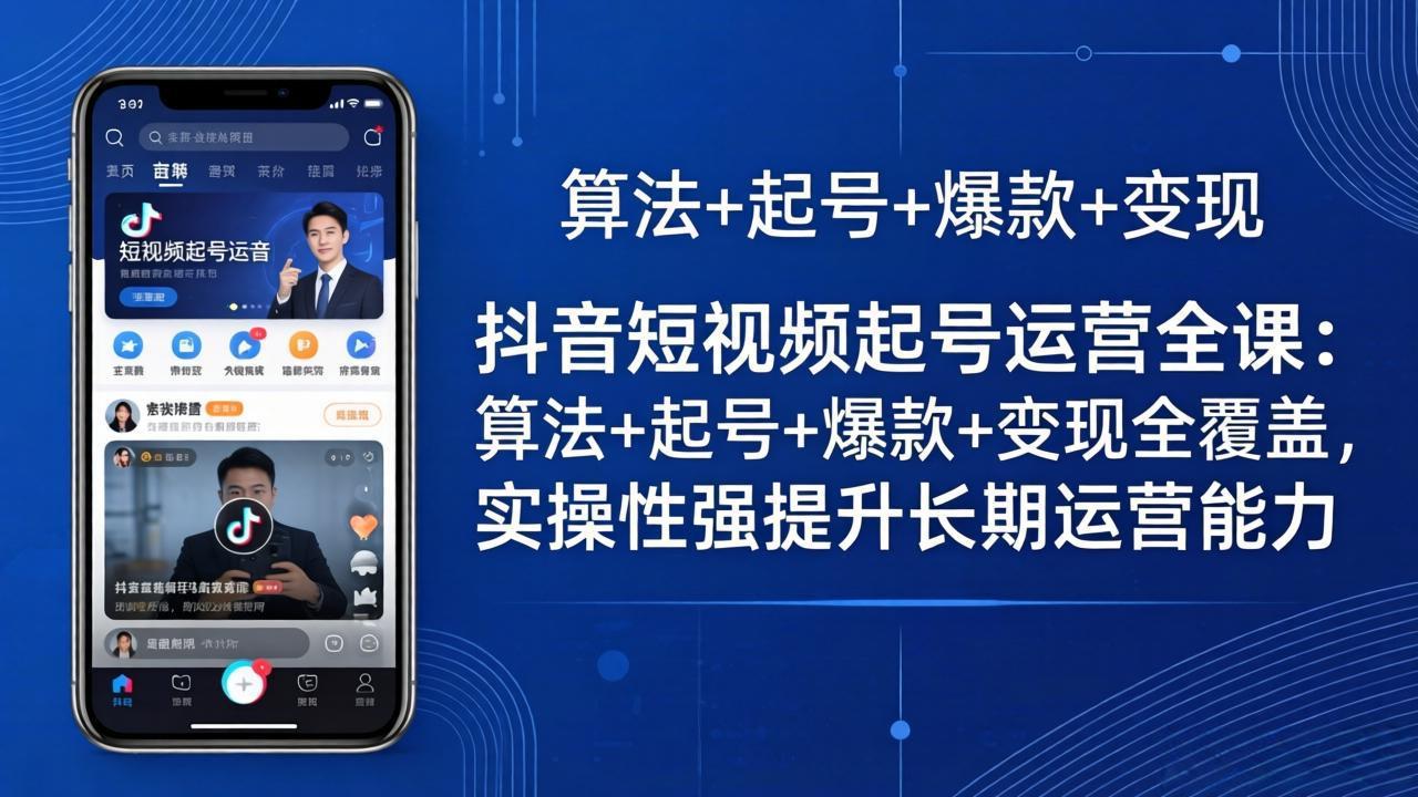 抖音短视频起号运营全课：算法+起号+爆款+变现全覆盖，实操性强提升长期运营能力-海淘下载站