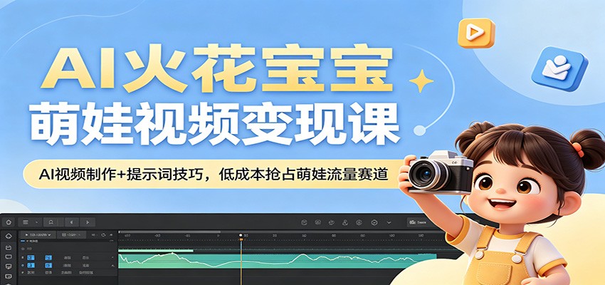 AI火花宝宝萌娃视频变现课：AI视频制作+提示词技巧，低成本抢占萌娃流量赛道-海淘下载站