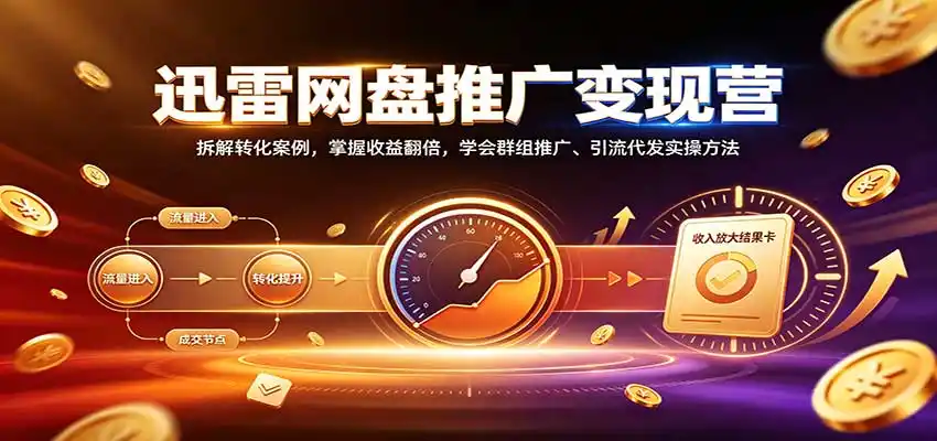 迅雷网盘推广变现营:拆解转化案例,掌握收益翻倍,学会群组推广、引流代发实操方法-海淘下载站