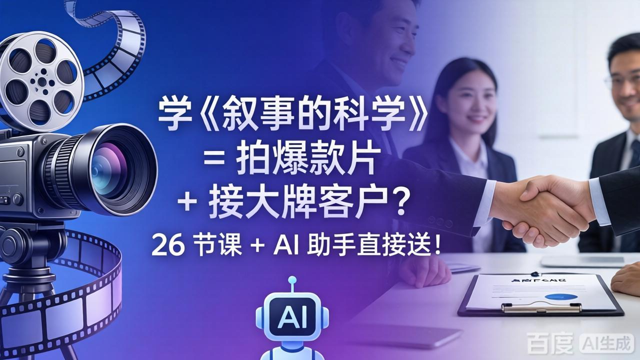 学《叙事的科学》= 拍爆款片 + 接大牌客户？26 节课 + AI 助手直接送！-海淘下载站