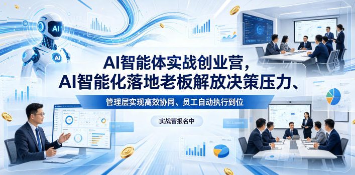 AI智能体实战创业营26年4月23-25号线下课，AI智能化落地老板解放决策压力、管理层实现高效协同、员工自动执行到位-海淘下载站