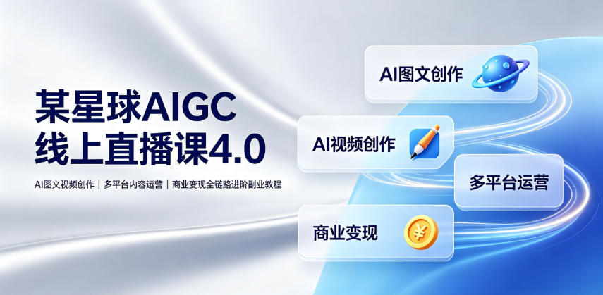 某星球AIGC线上直播课4.0|AI图文视频创作、多平台内容运营、商业变现全链路进阶副业教程-海淘下载站