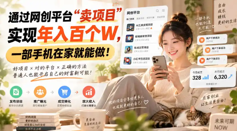 靠卖网创项目变现，一年拿下百万收益！一台手机就能操作！-海淘下载站