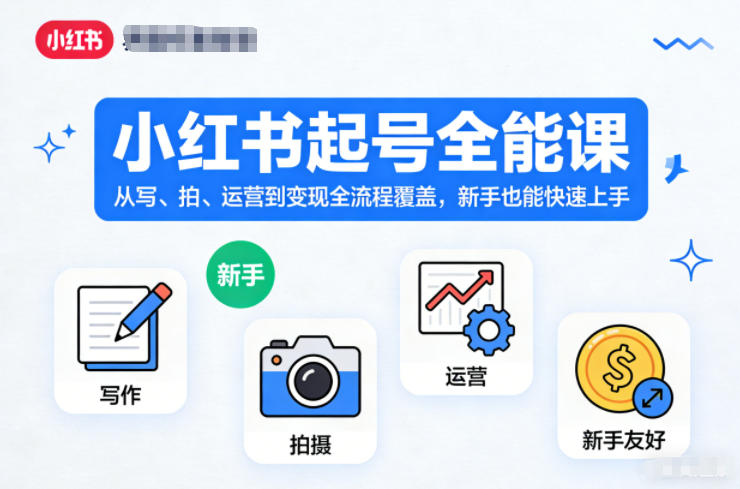 小红书起号全能课，从写、拍、运营到变现全流程覆盖，新手也能快速上手-海淘下载站