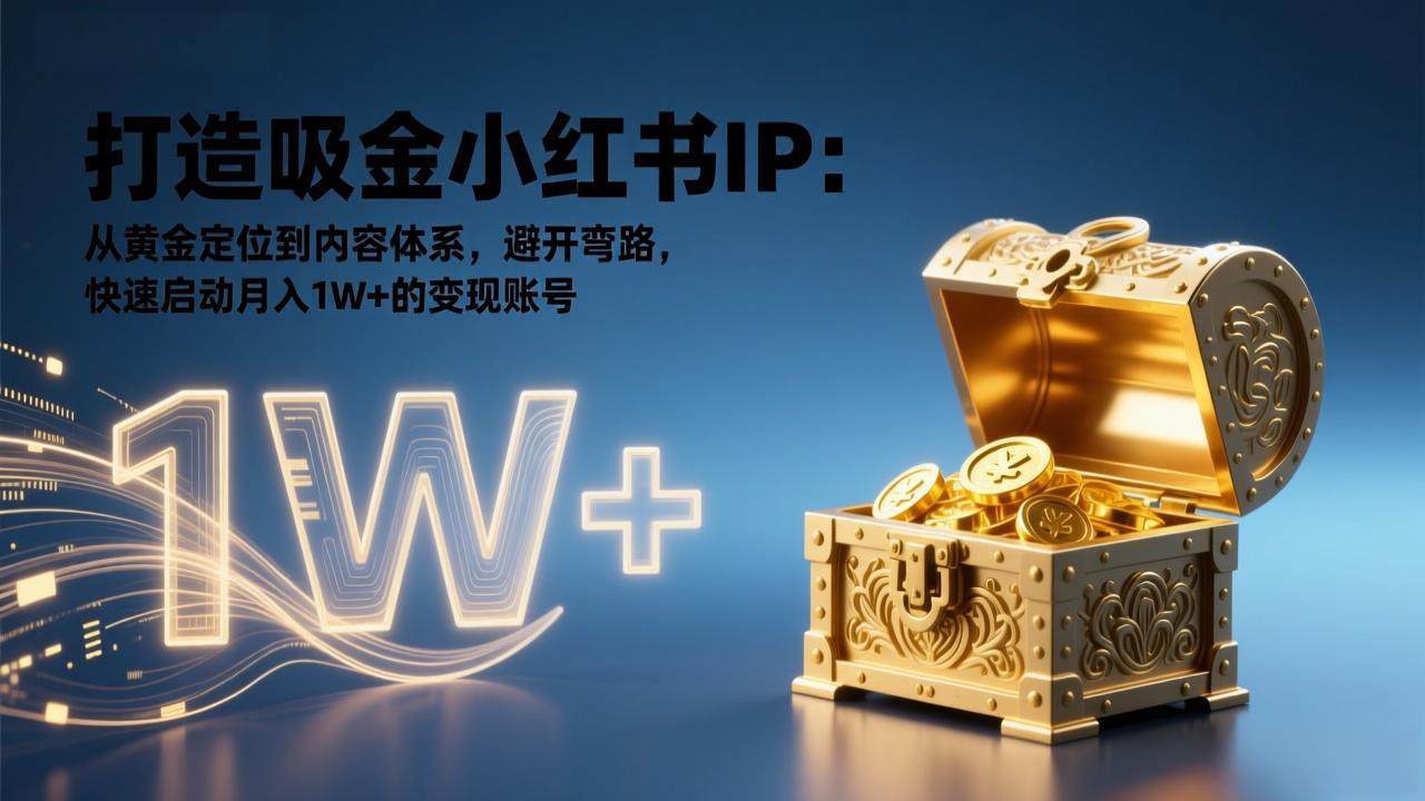打造吸金小红书IP：从黄金定位到内容体系，避开弯路，快速启动月入1W+的变现账号-海淘下载站
