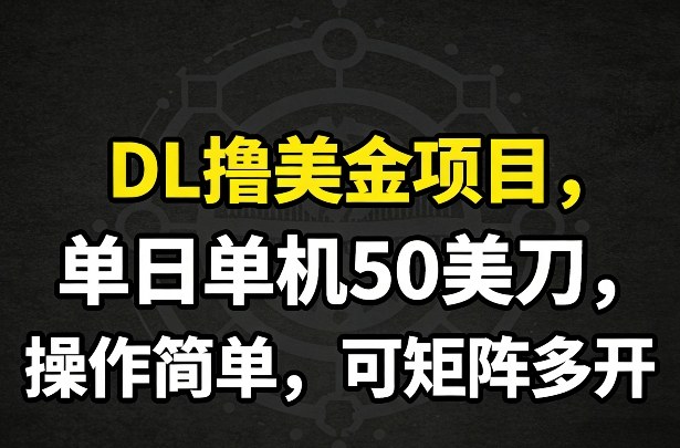 DL撸美金项目，单日单机50美刀，操作简单，可矩阵多开-海淘下载站