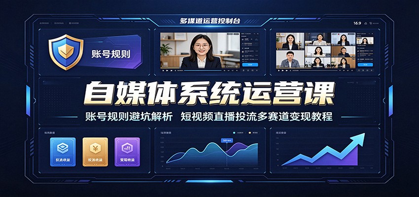 自媒体系统运营课：账号规则避坑解析，短视频直播投流多赛道变现教程-海淘下载站