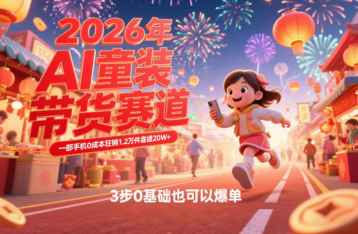 AI童装新春带货赛道，一部手机0成本狂销1.2万件喜提20W+，3步0基础也可以爆单-海淘下载站