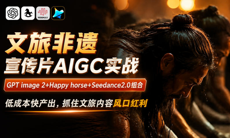 文旅非遗宣传片AIGC实战,GPT image 2+Happy horse+Seedance2.0组合,低成本快产出,抓住文旅内容风口红利-海淘下载站