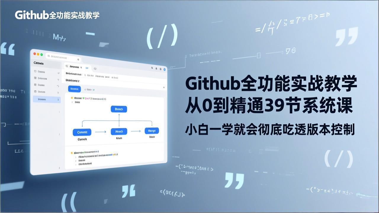 GitHub-全功能实战教学,从0到精通39节系统课,小白一学就会彻底吃透版本控制-海淘下载站
