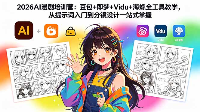 2026AI漫剧培训营：豆包+即梦+Vidu+海螺全工具教学，从提示词入门到分镜设计一站式掌握-海淘下载站