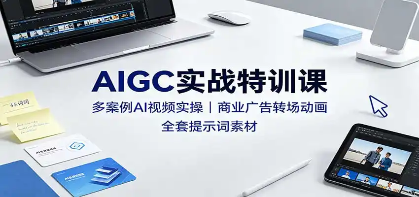 AIGC实战特训课：多案例AI视频实操，商业广告转场动画，全套提示词素材-海淘下载站