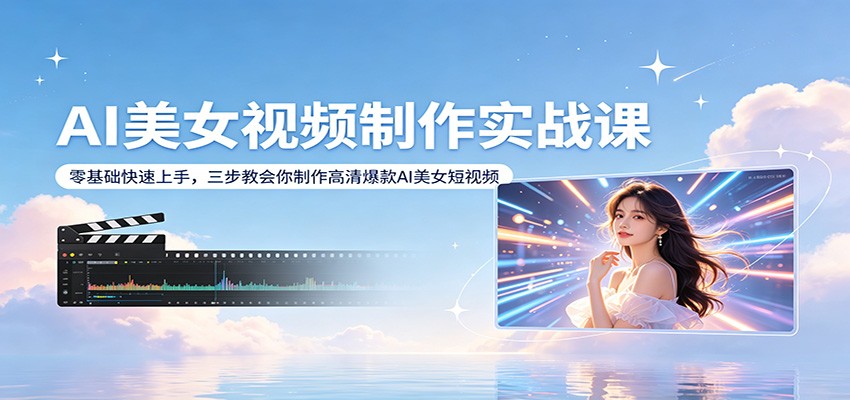 AI美女视频制作实战课：零基础快速上手，三步教会你制作高清爆款AI美女短视频-海淘下载站