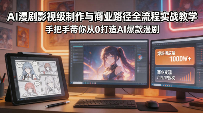 AI漫剧影视级制作与商业路径全流程实战教学，手带你从0打造AI爆款漫剧-海淘下载站