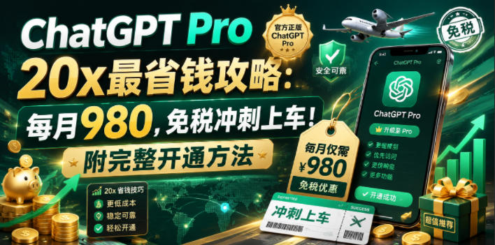 ChatGPT Pro 20x最省钱攻略:每月980,免税冲刺上车!附完整开通方法【文档】-海淘下载站