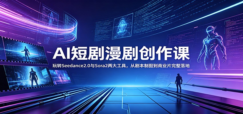 AI短剧漫剧创作课：玩转Seedance2.0与 Sora2两大工具，从剧本制图到商业片完整落地-海淘下载站