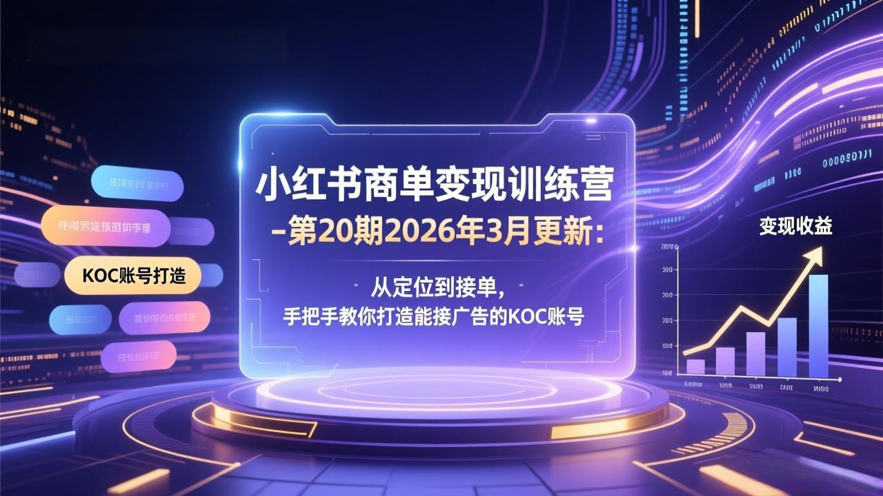 小红书商单变现训练营-第20期26年3月更新：从定位到接单，手把手教你打造能接广告的KOC账号-海淘下载站