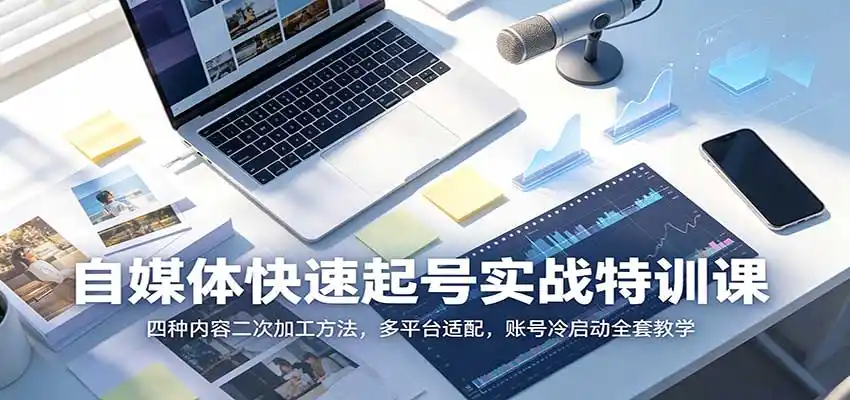 自媒体快速起号实战特训课:四种内容二次加工方法,多平台适配,账号冷启动全套教学-海淘下载站