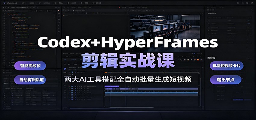 Codex+HyperFrames剪辑实战课:两大AI工具搭配全自动批量生成短视频-海淘下载站