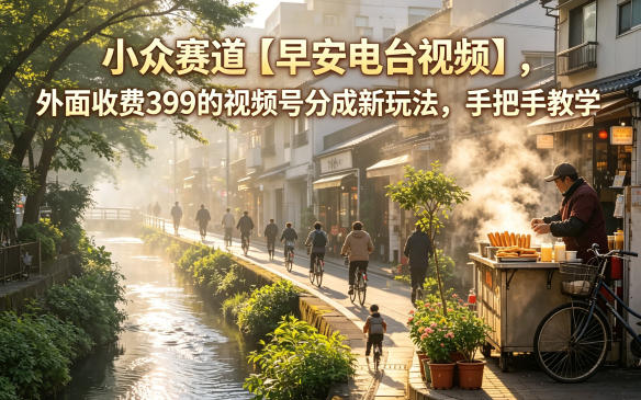 小众赛道【早安电台视频】，外面收费399的视频号分成新玩法，手把手教学-海淘下载站
