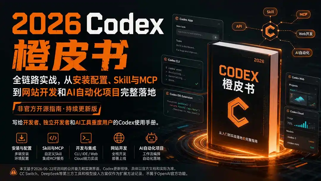 2026Codex橙皮书：全链路实战，从安装配置、Skill与MCP到网站开发和AI自动化项目完整落地-海淘下载站