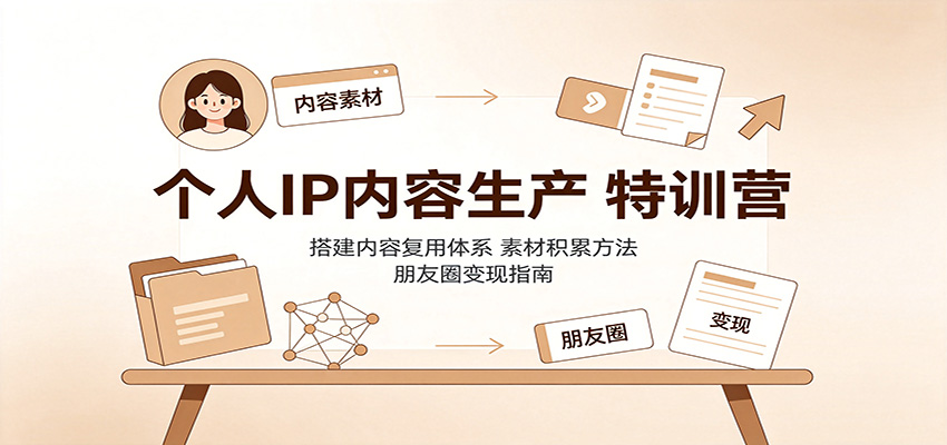 个人IP内容生产特训营:搭建内容复用体系,素材积累方法,朋友圈变现指南 个人IP内容生产特训营:搭建内容复用体系,素材积累方法,朋友圈变现指南
