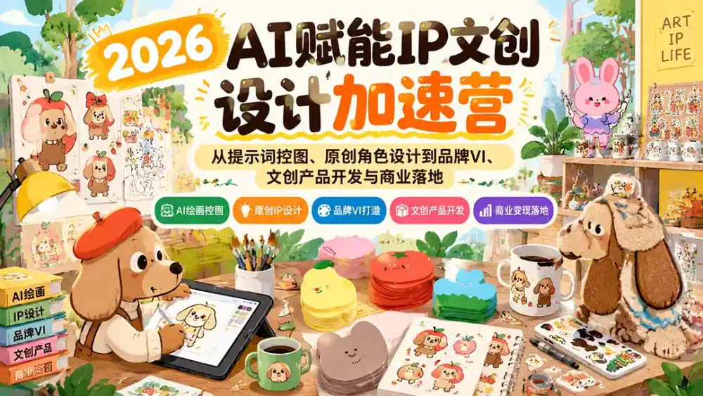 2026AI赋能IP文创设计加速营：从提示词控图、原创角色设计到品牌VI、文创产品开发与商业落地-海淘下载站