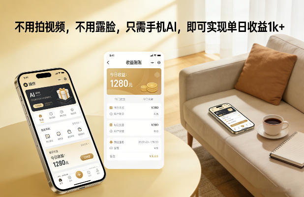 不用拍视频，不用露脸，只需手机AI，即可实现单日收益1k+【揭秘】-海淘下载站