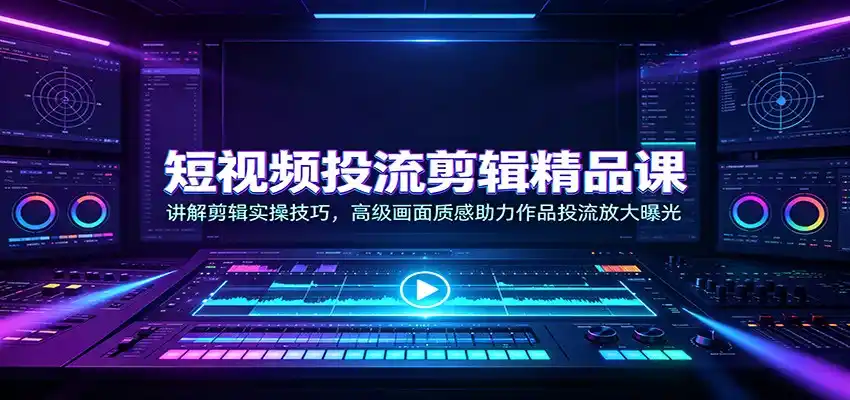 短视频投流剪辑精品课:讲解剪辑实操技巧,高级画面质感助力作品投流放大曝光-海淘下载站