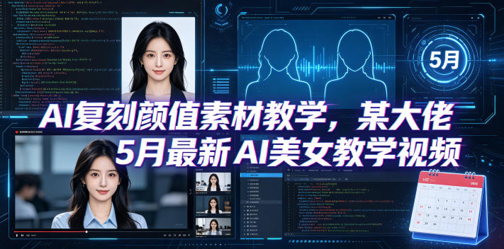 AI复刻颜值素材教学，某大佬5月最新AI美女教学视频，内含4月好物复刻教学-海淘下载站