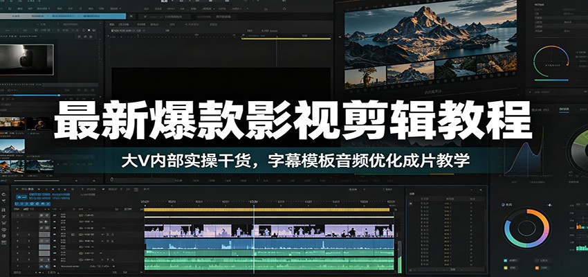 最新爆款影视剪辑教程：大V内部实操干货，字幕模板音频优化成片教学-海淘下载站