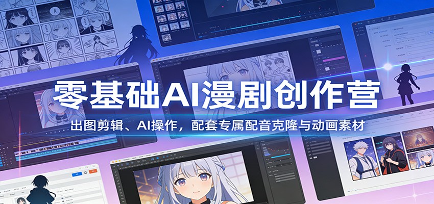 零基础AI漫剧创作营：出图剪辑、AI操作，配套专属配音克隆与动画素材-海淘下载站