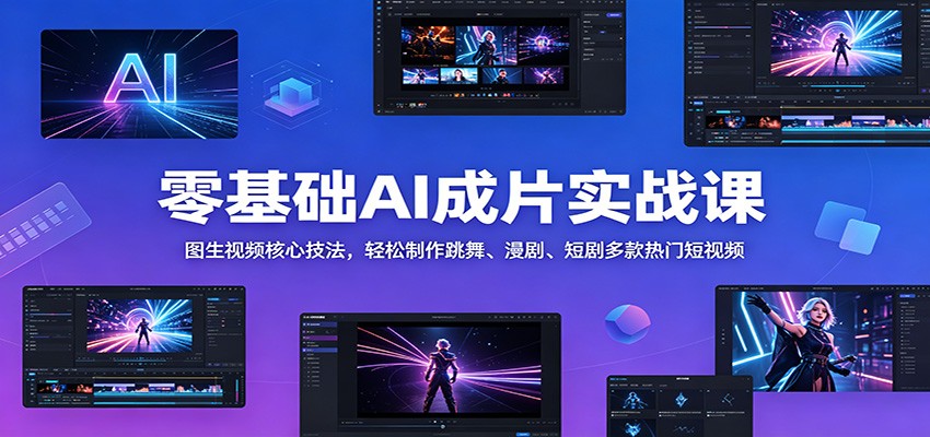 零基础AI成片实战课：图生视频核心技法，轻松制作跳舞、漫剧、短剧多款热门短视频-海淘下载站