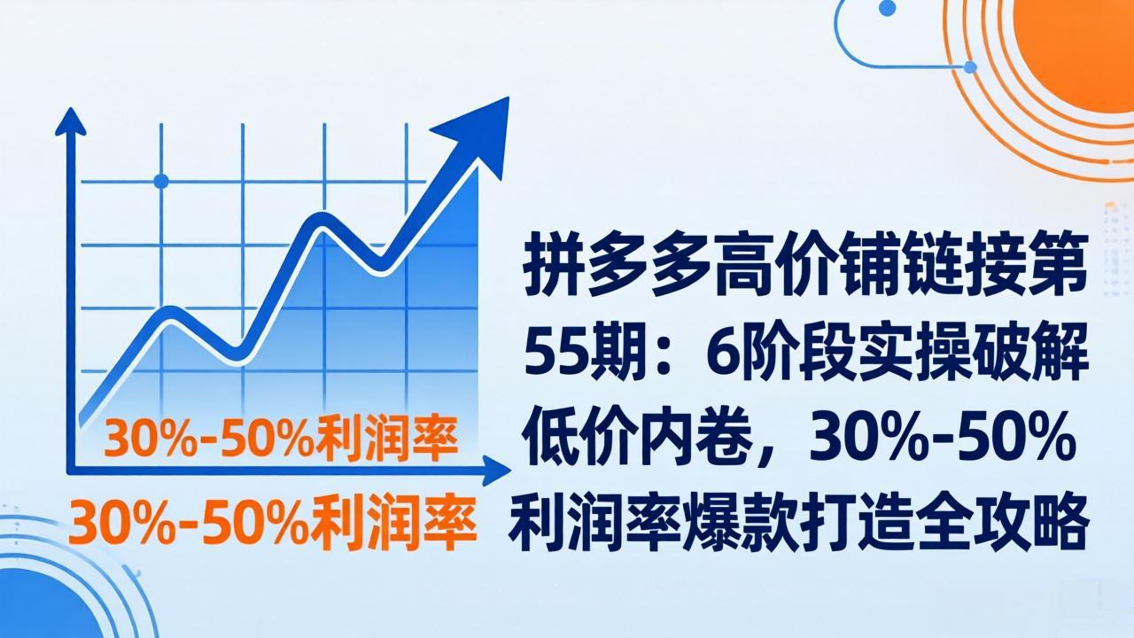 拼多多高价铺链接第55期：6阶段实操破解低价内卷，30%-50%利润率爆款打造全攻略-海淘下载站