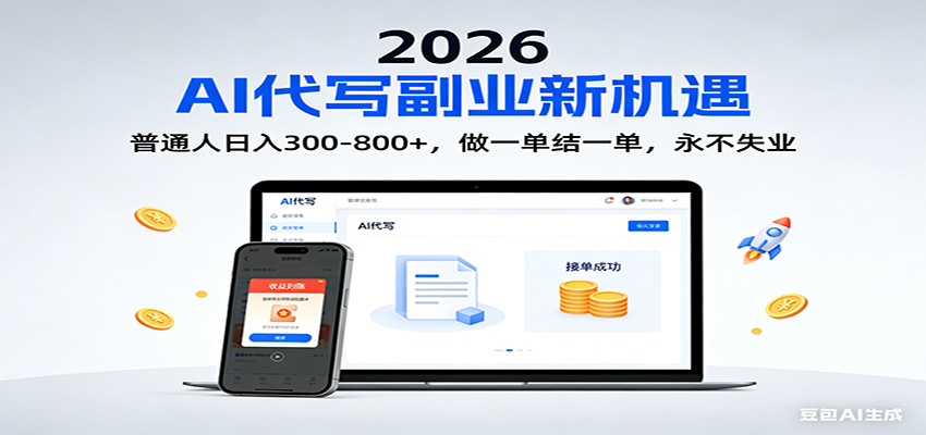 2026 副业首选!AI 代写日入 300-800,普通人0门槛,做一单结一单!-海淘下载站