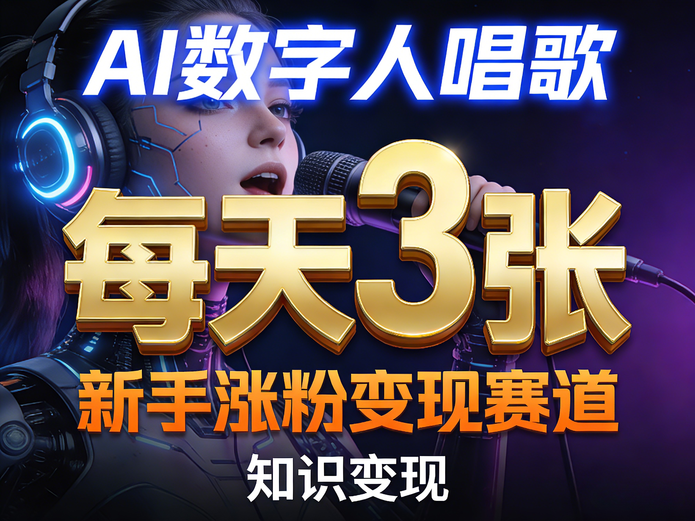 AI数字人唱歌，新手涨粉变现赛道，每天3张和知识付费，副业必备-海淘下载站