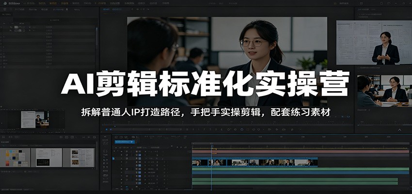 AI剪辑标准化实操营:拆解普通人IP打造路径,手把手实操剪辑,配套练习素材-海淘下载站