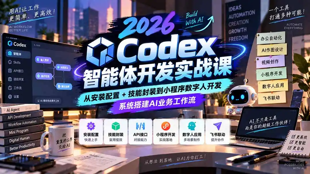 2026Codex智能体开发实战课：从安装配置+技能封装到小程序数字人开发，系统搭建AI业务工作流-海淘下载站