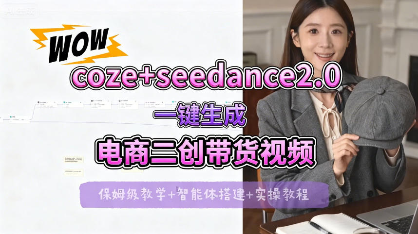 【Coze工作流搭建实操教程】seedance2.0+coze一键生成电商二创带货视频，全流程保姆级教学-海淘下载站