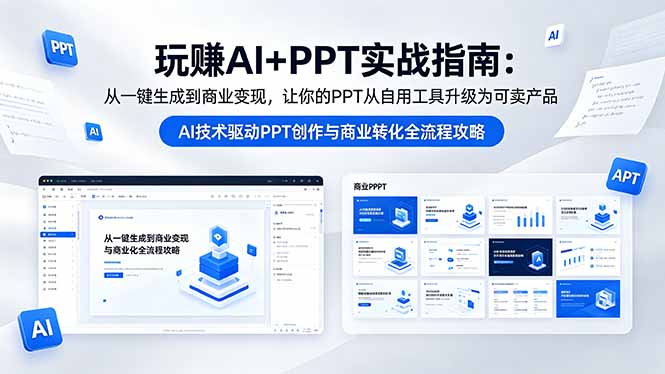 玩赚AI+PPT实战指南-更新5月13：从一键生成到商业变现，让你的PPT从自用工具升级为可卖产品-海淘下载站