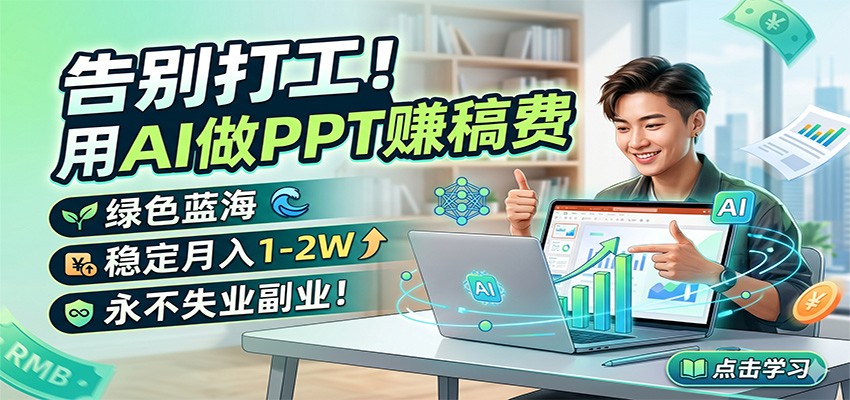 告别打工！用AI做PPT赚稿费，绿色蓝海，稳定月入1-2W，永不失业副业！-海淘下载站