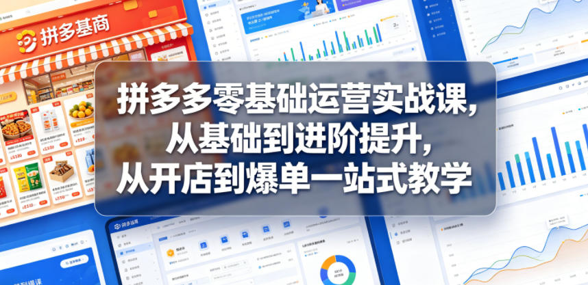 拼多多零基础运营实战课，从基础到进阶提升，从开店到爆单一站式教学-海淘下载站