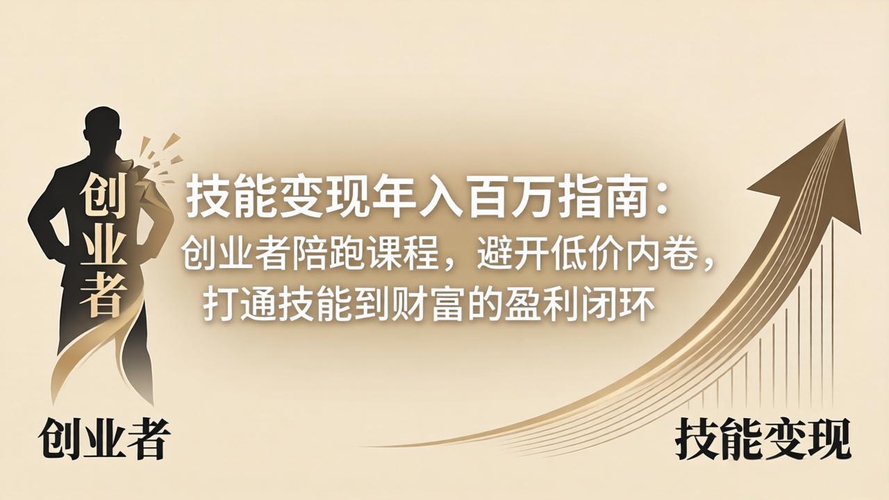 技能变现年入百万指南：创业者陪跑课程，避开低价内卷，打通技能到财富的盈利闭环-海淘下载站